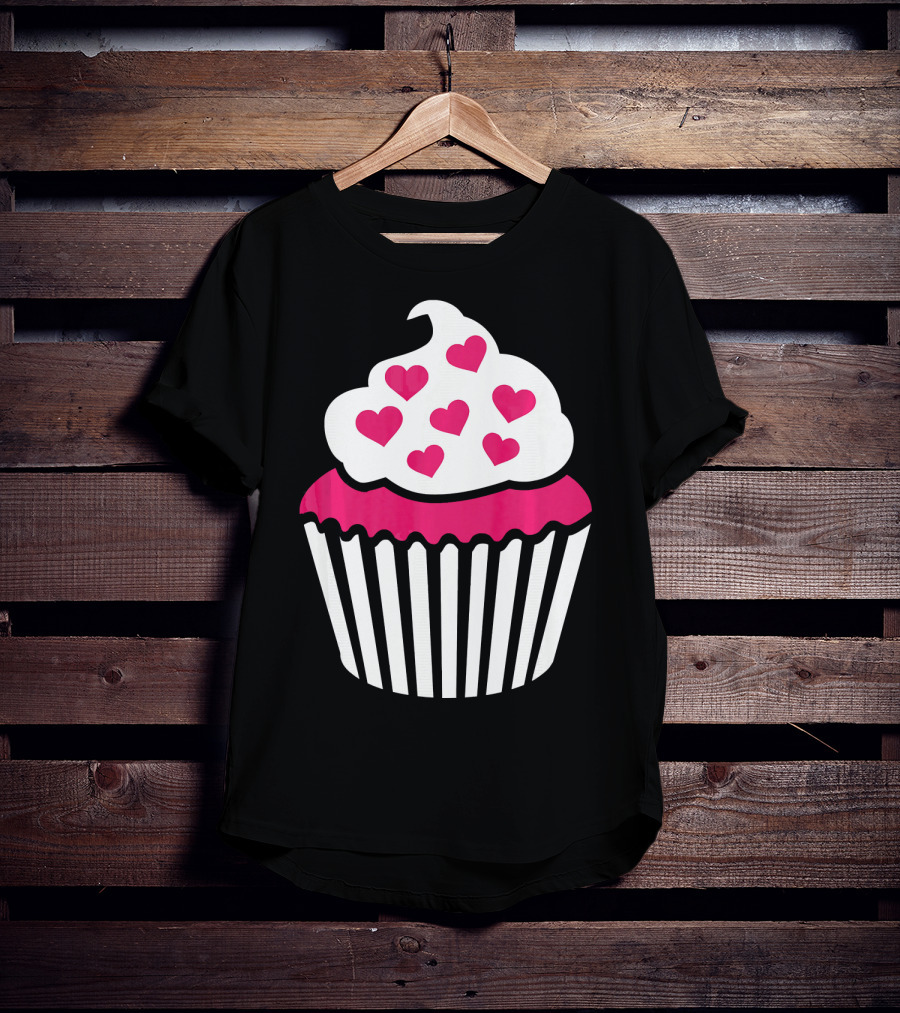 Cupcake With Pink Hearts T-Shirt