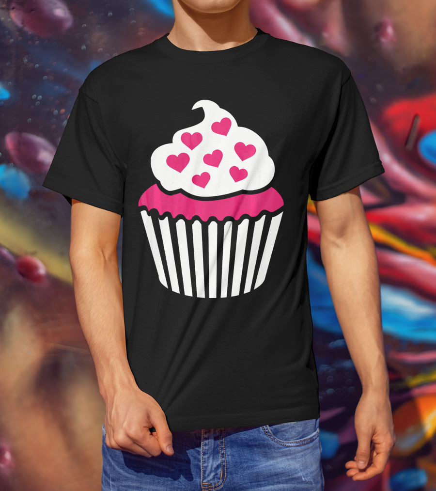 Cupcake With Pink Hearts T-Shirt