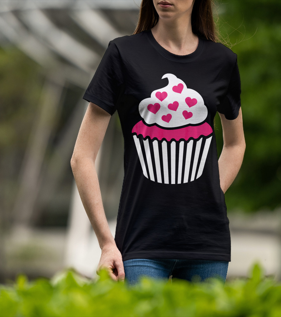 Cupcake With Pink Hearts T-Shirt