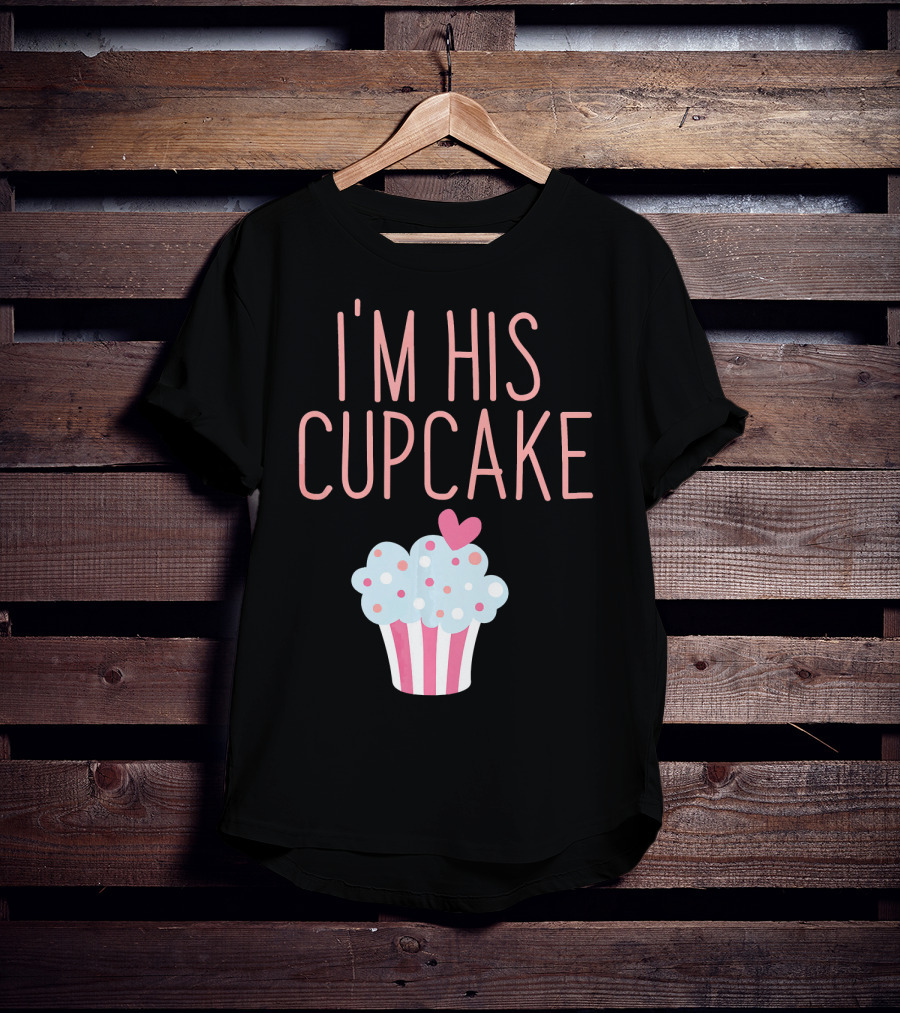 I'm His Cupcake Valentine's Day Couple With Heart And Polka Dot Frosting T-Shirt