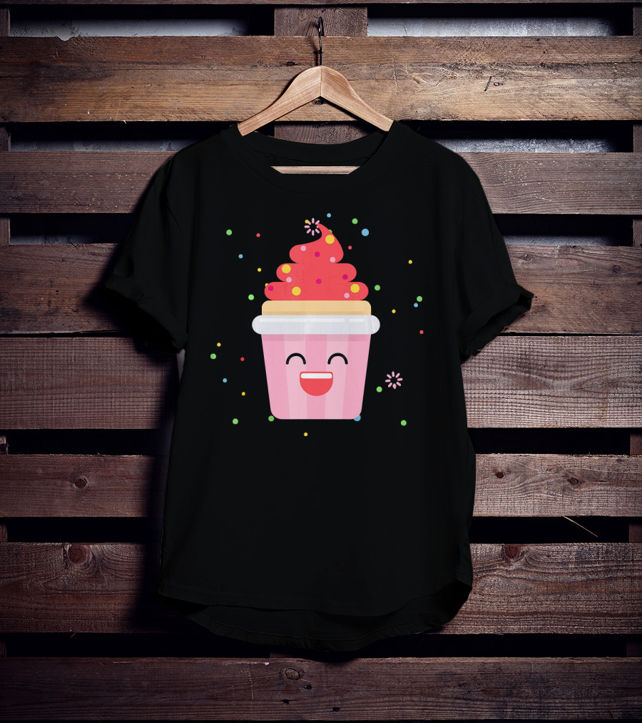 Cupcake Smiley Sweet Dessert Celebration With Sprinkles T-Shirt