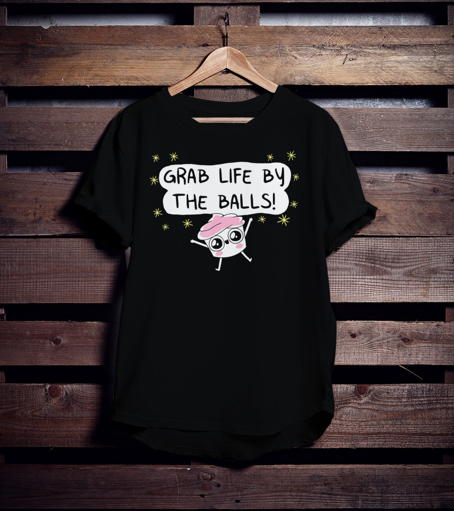 Grab Life By The Balls Good Advice Cupcake Cute Starry Character T-Shirt