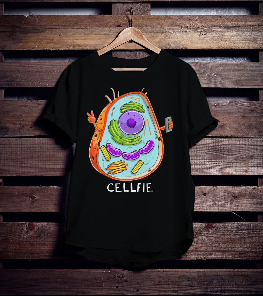 CELL FIE Biology Cellular Biology Cellfie Cartoon Cell Taking Selfie Biology Joke T-Shirt