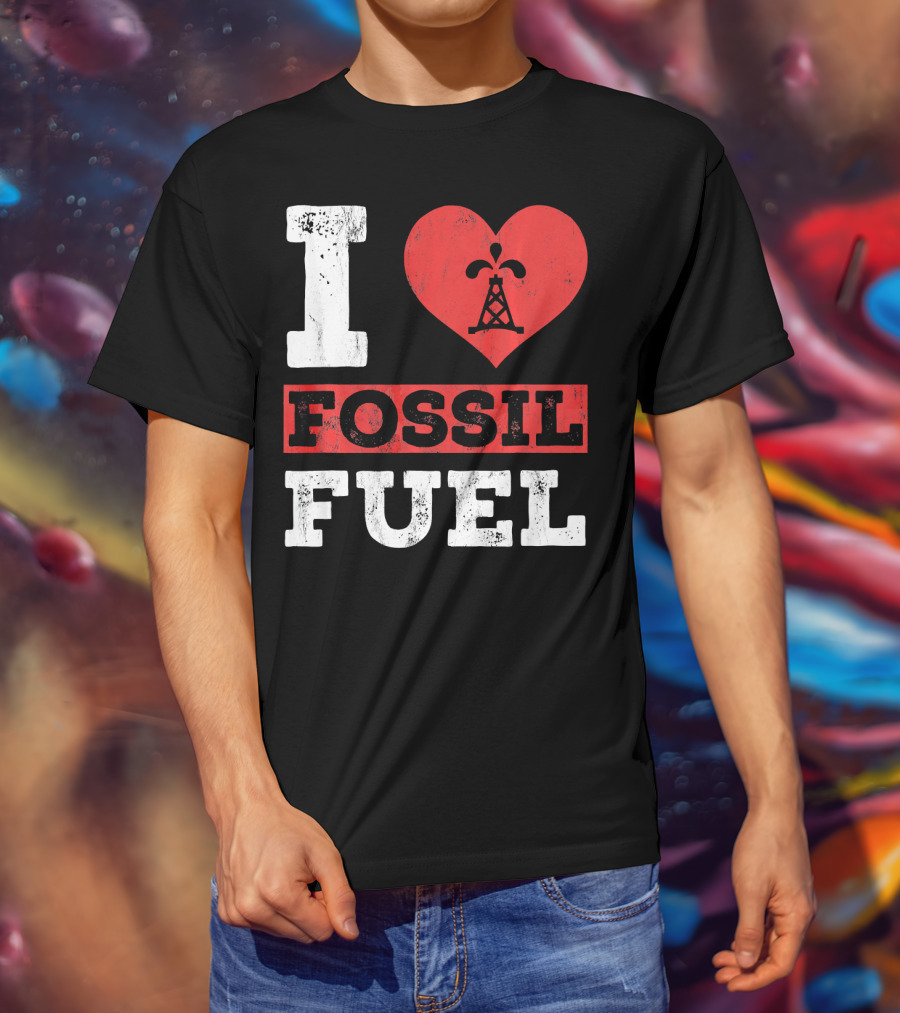 I Love Fossil Fuel Oil Rig Heart T-Shirt