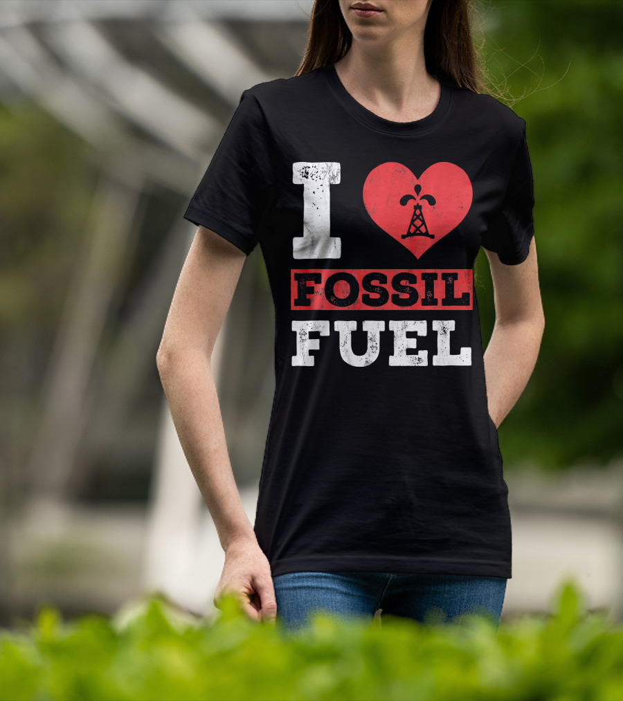I Love Fossil Fuel Oil Rig Heart T-Shirt