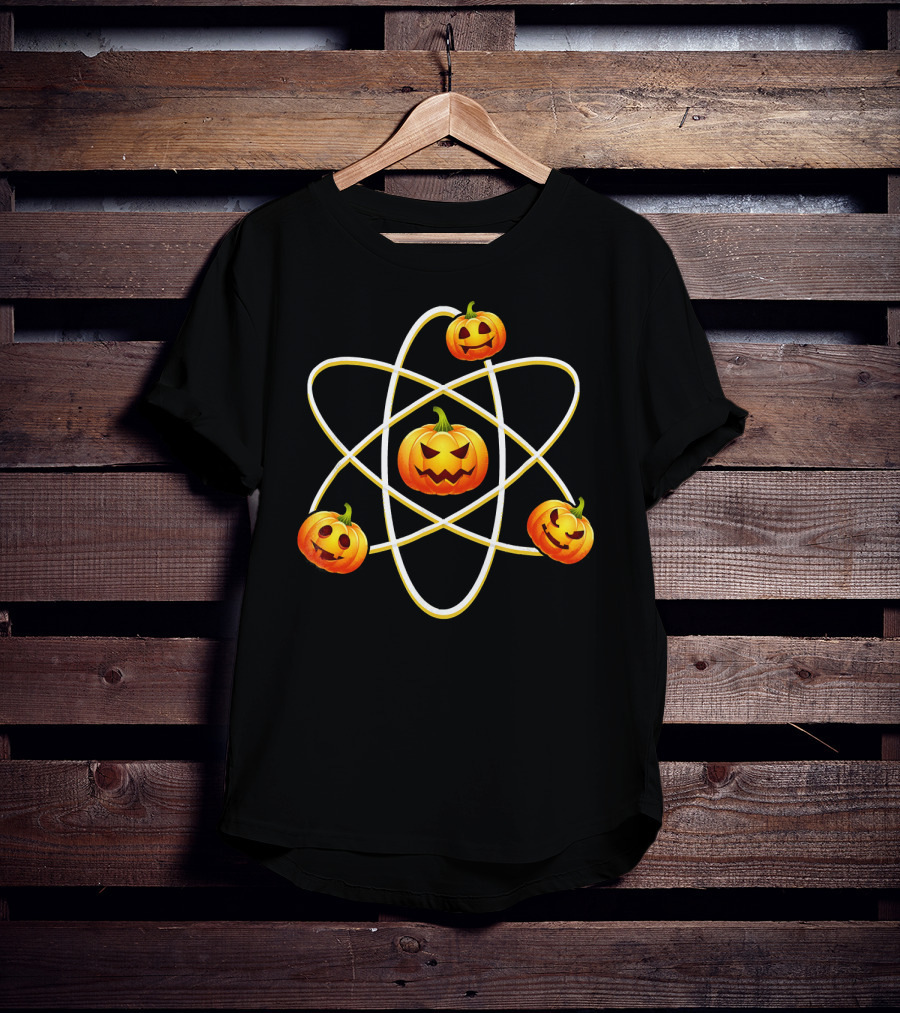 Halloween Pumpkin Atom Symbol With Jack-O'-Lanterns T-Shirt