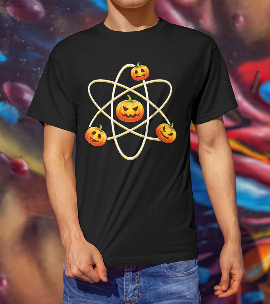 Halloween Pumpkin Atom Symbol With Jack-O'-Lanterns T-Shirt