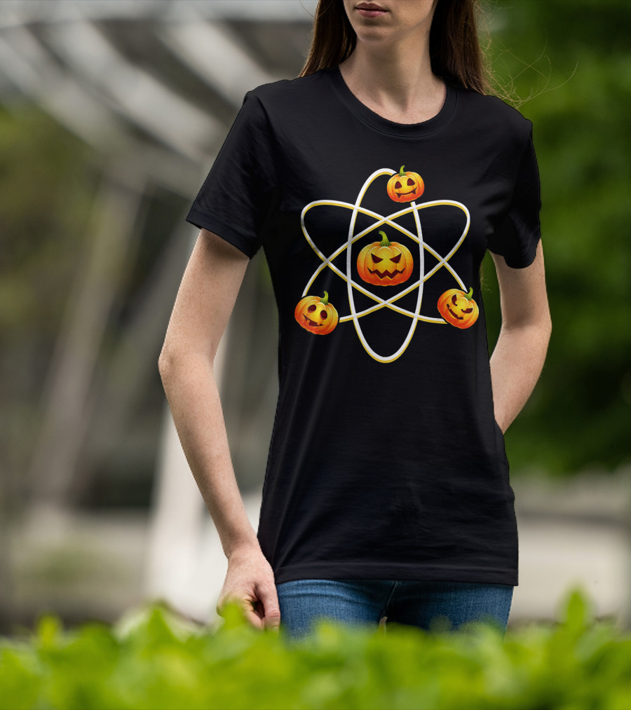 Halloween Pumpkin Atom Symbol With Jack-O'-Lanterns T-Shirt