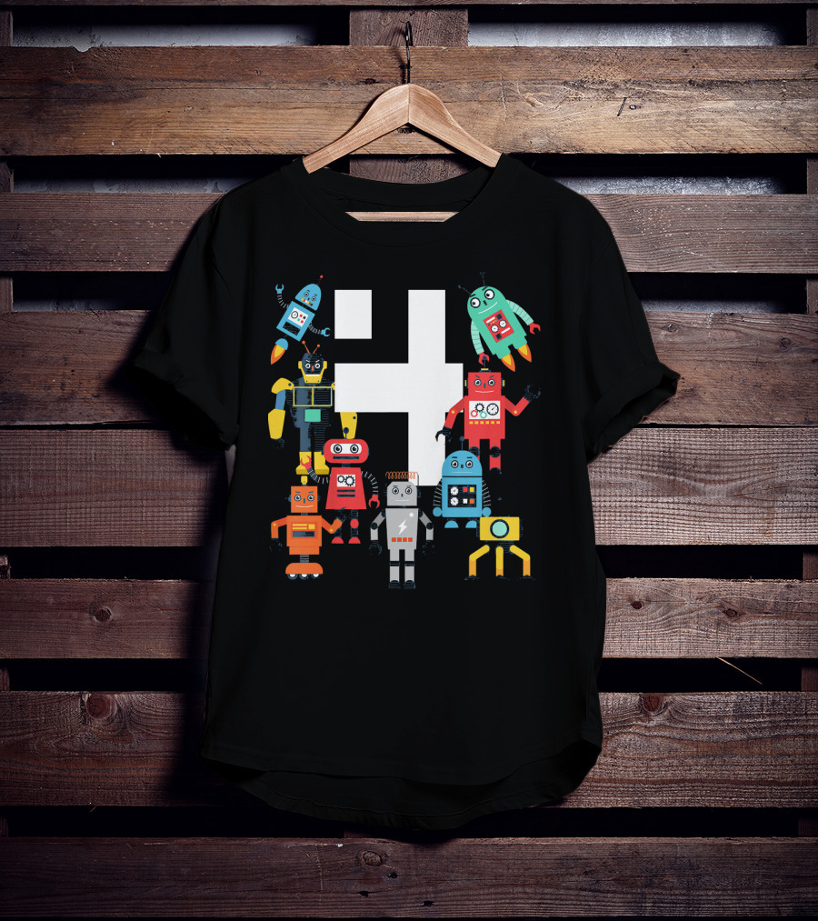 Kids 4 Year Old Robot Birthday Robots Science T-Shirt