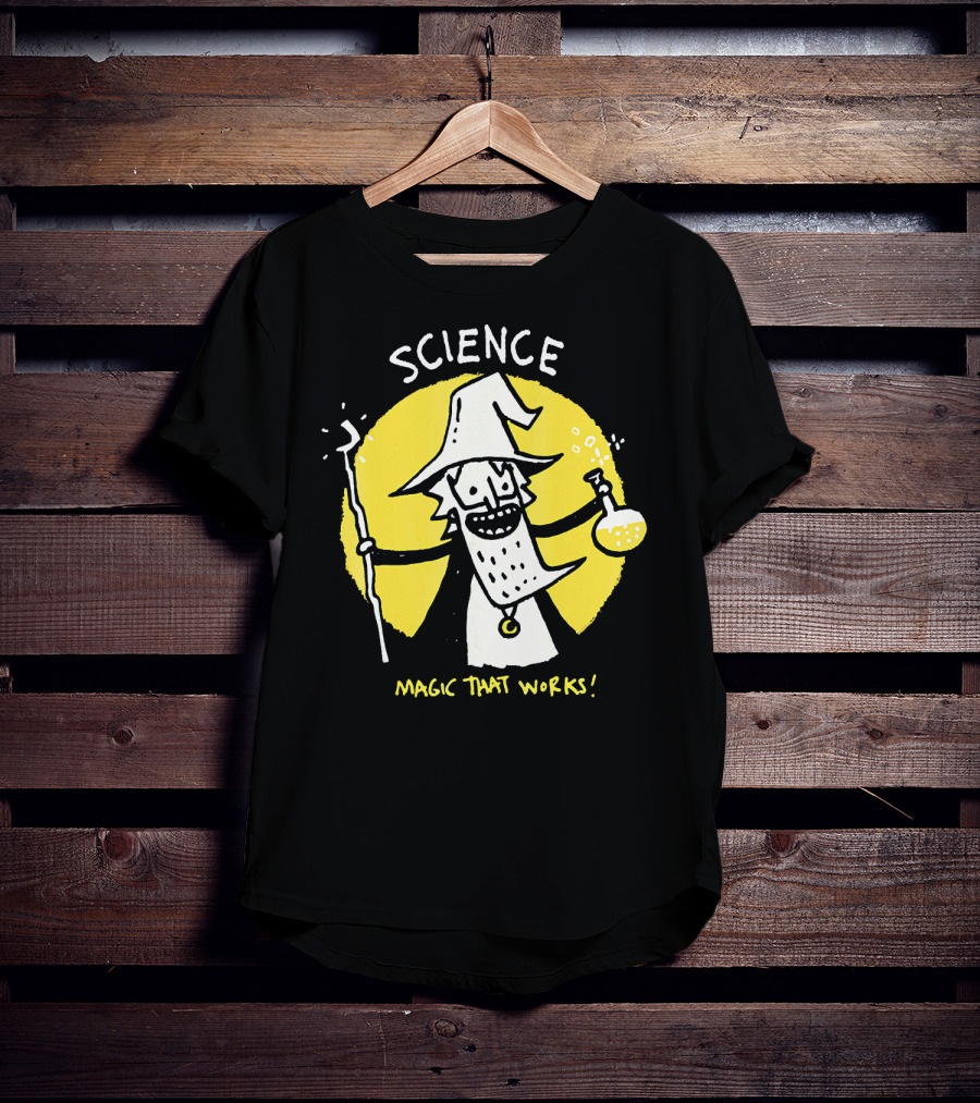 Science Magic That Works Wizard With Beaker And Staff T-Shirt