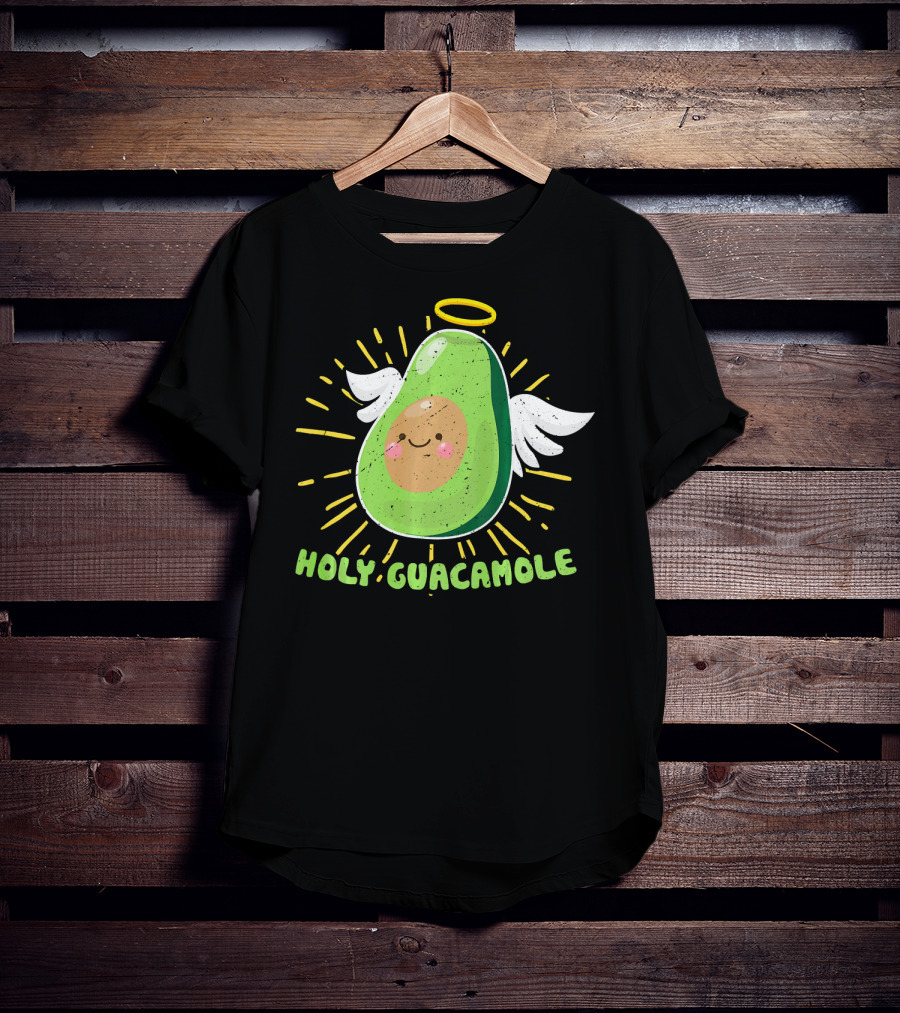 Holy Guacamole Avocado Lover Funny Veget Angel Wings Halo T-Shirt