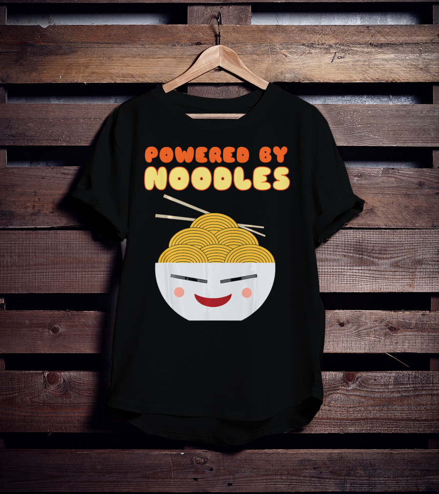 Powered By Noodles Cute Bowl With Spicy Smiling Face T-Shirt