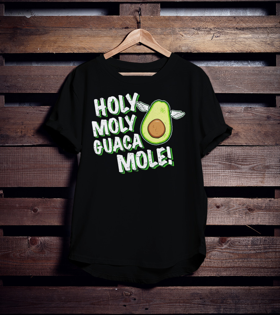 Holy Moly Guacamole Winged Avocado Funny Phrase T-Shirt
