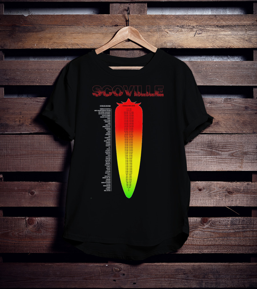 Scoville Pepper Heat Scale Chart With Ranked Spice Levels T-Shirt