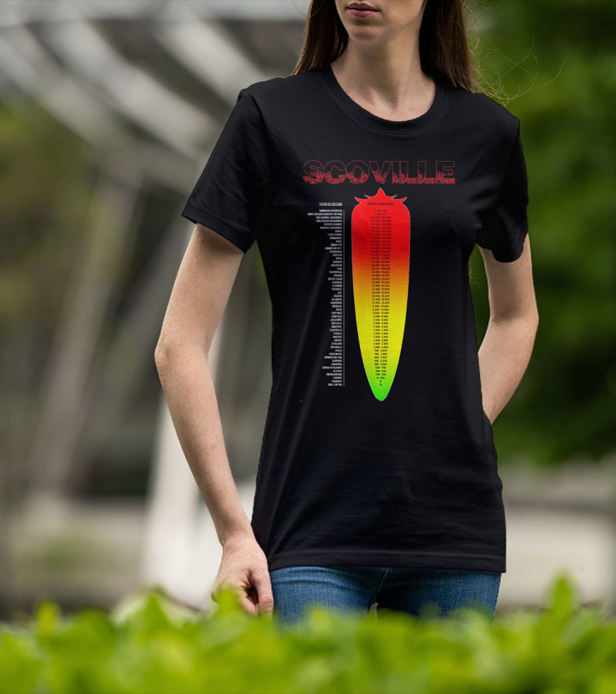 Scoville Pepper Heat Scale Chart With Ranked Spice Levels T-Shirt