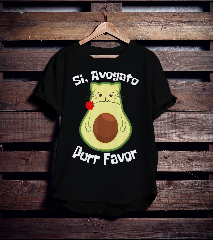 Si, Avogato Purr Favor Funny Avocado Guacamole Cat T-Shirt