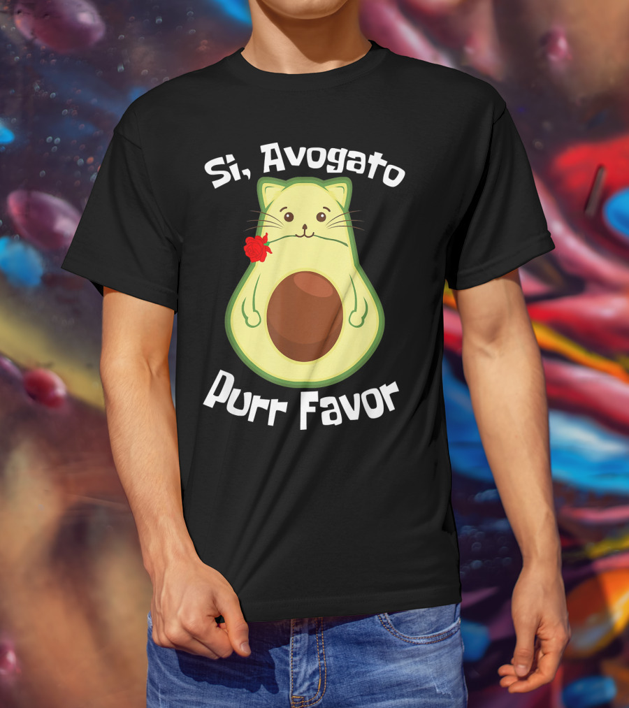 Si, Avogato Purr Favor Funny Avocado Guacamole Cat T-Shirt