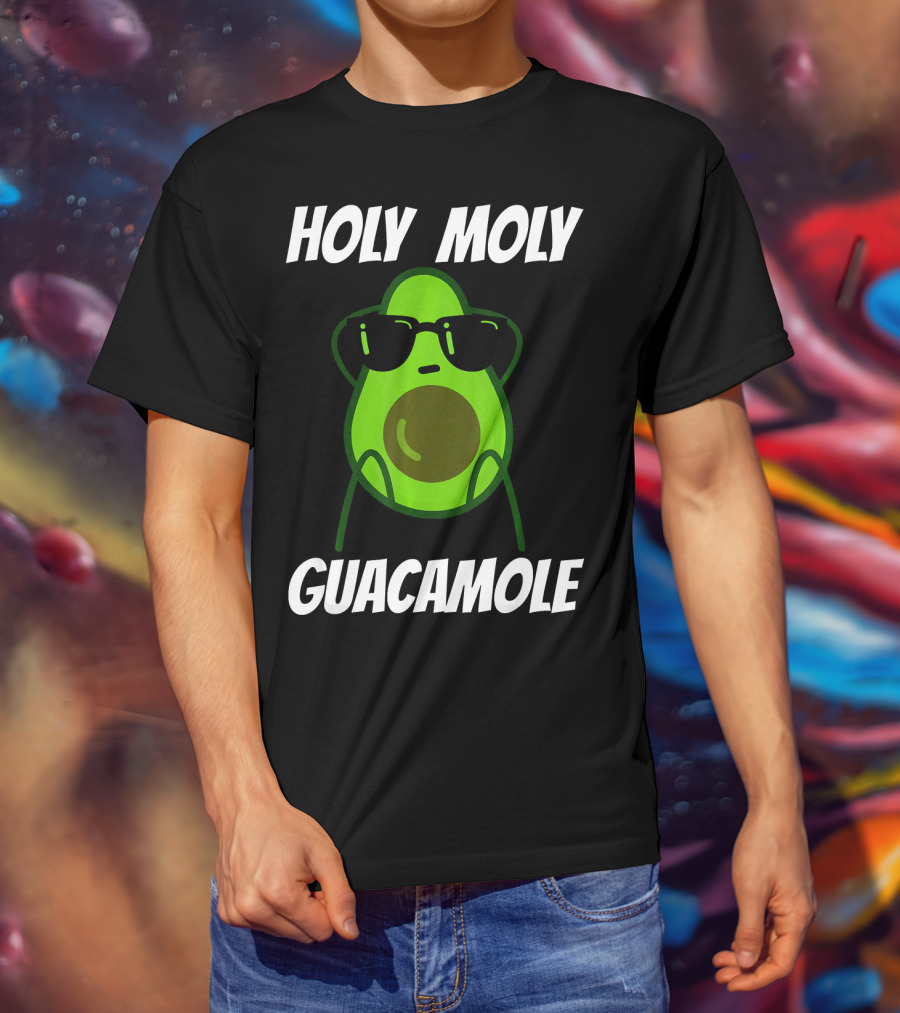 Holy Moly Guacamole Avocado With Sunglasses T-Shirt