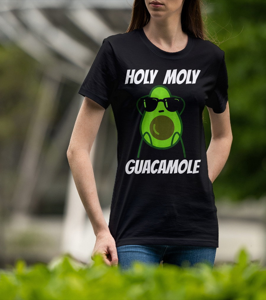 Holy Moly Guacamole Avocado With Sunglasses T-Shirt