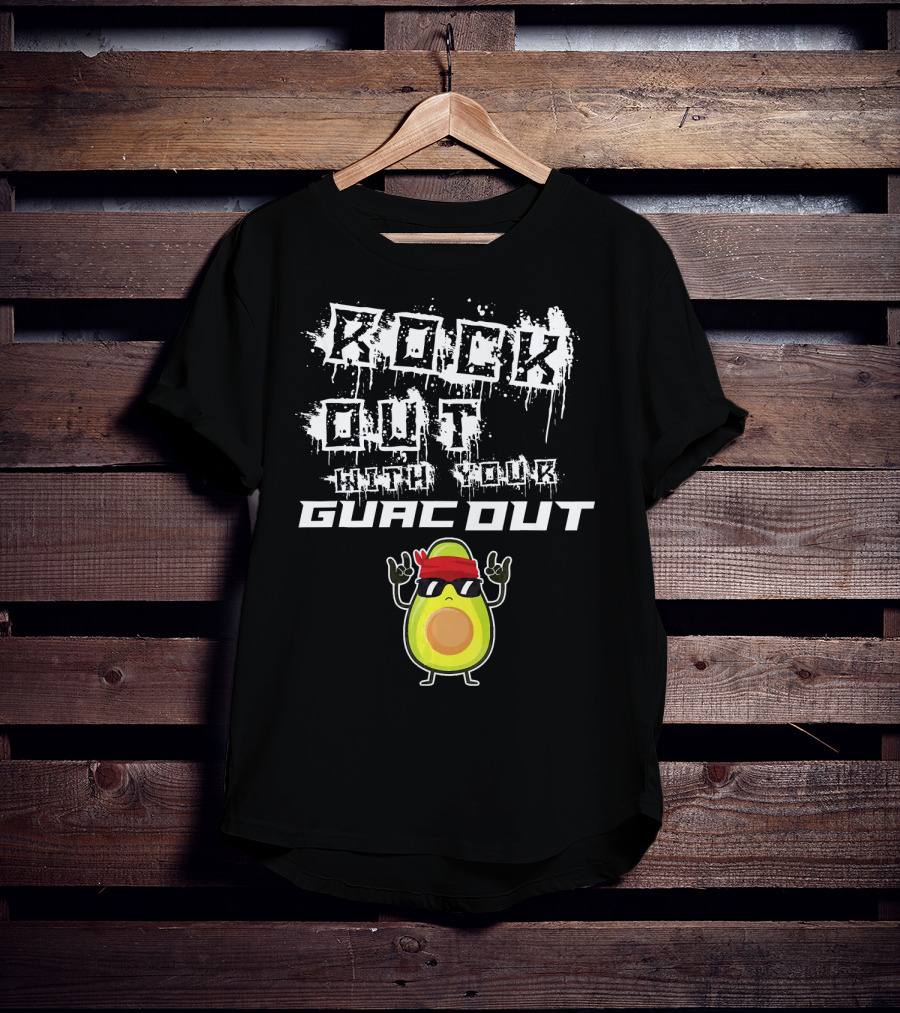 Rock Out With Your Guac Out Avocado Bandana Sunglasses T-Shirt