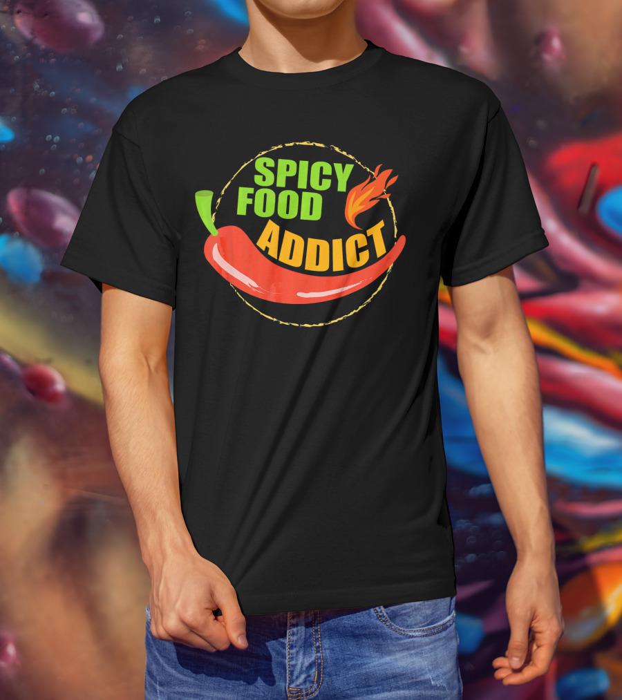 Spicy Food Addict Hot Chili Pepper Flame T-Shirt