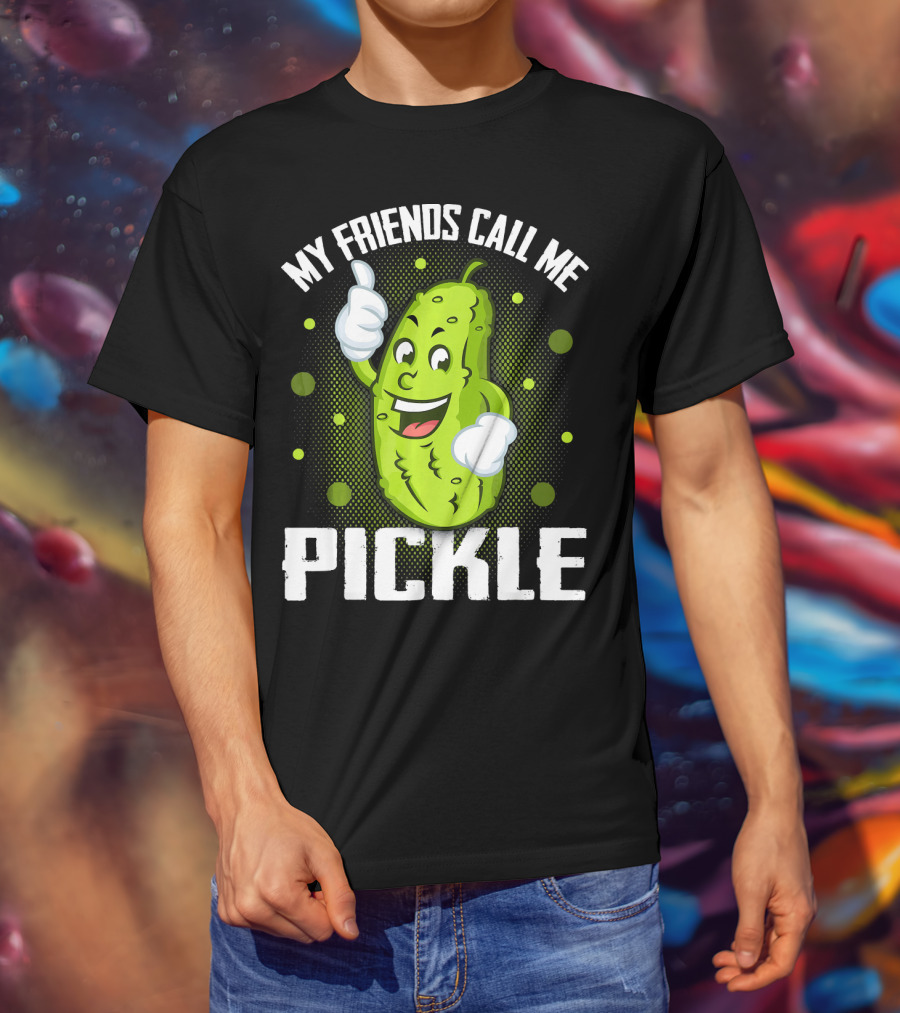 My Friends Call Me Pickle Cartoon Character With Thumbs Up T-Shirt