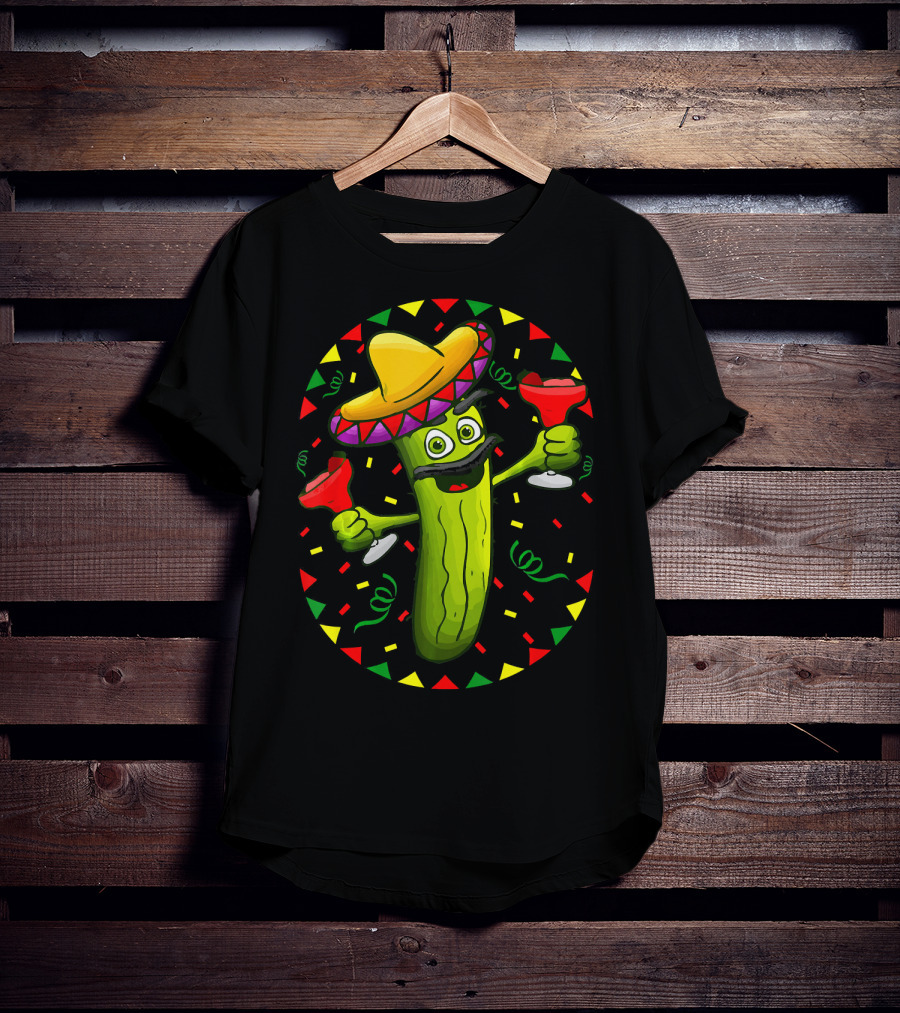 Sombrero Pickle Margarita Cinco De Mayo Fiesta T-Shirt