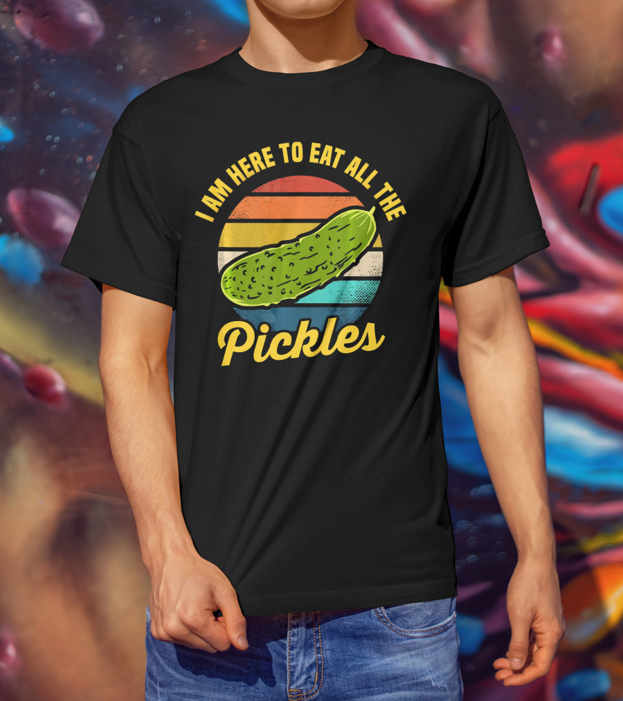 I Am Here To Eat All The Pickles Retro Pickle Lover T-Shirt