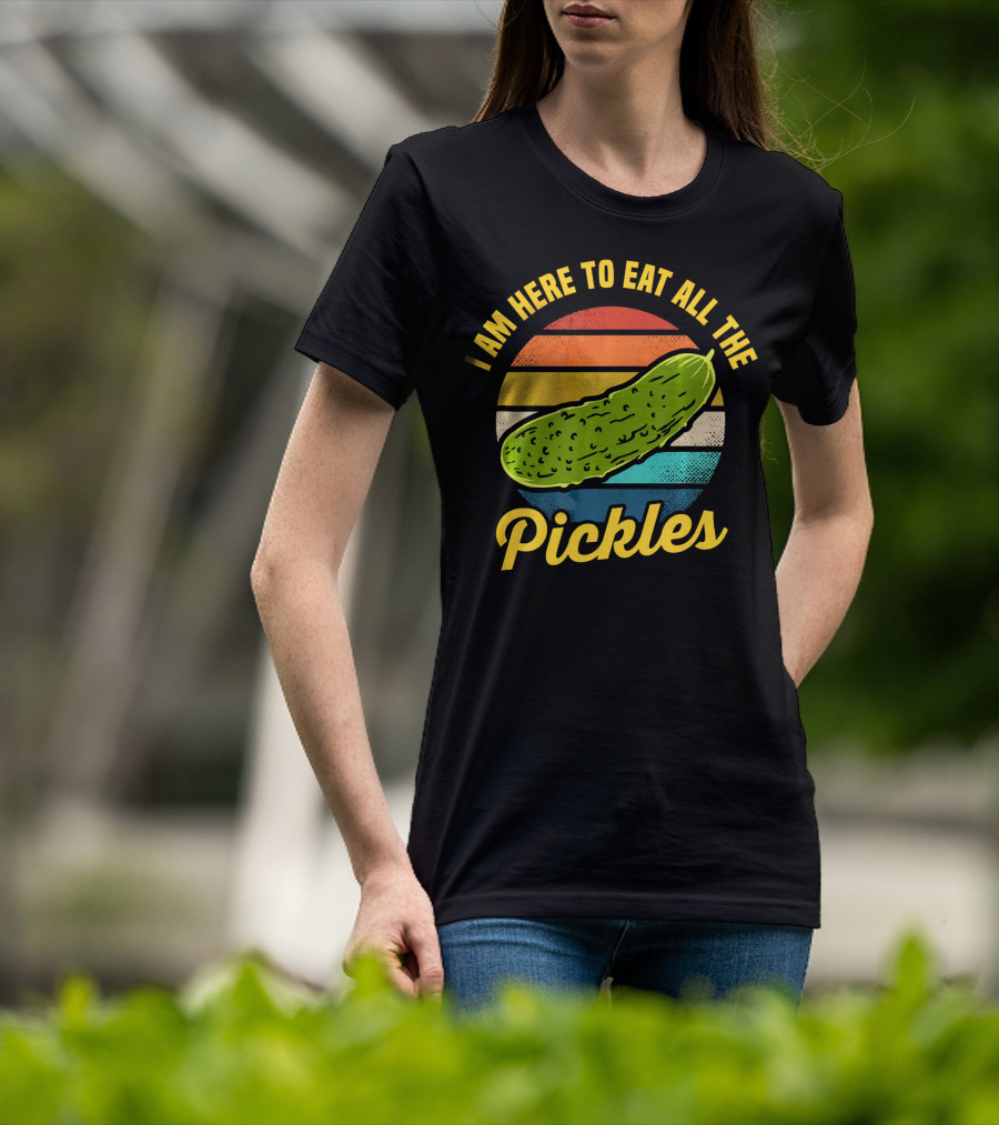 I Am Here To Eat All The Pickles Retro Pickle Lover T-Shirt