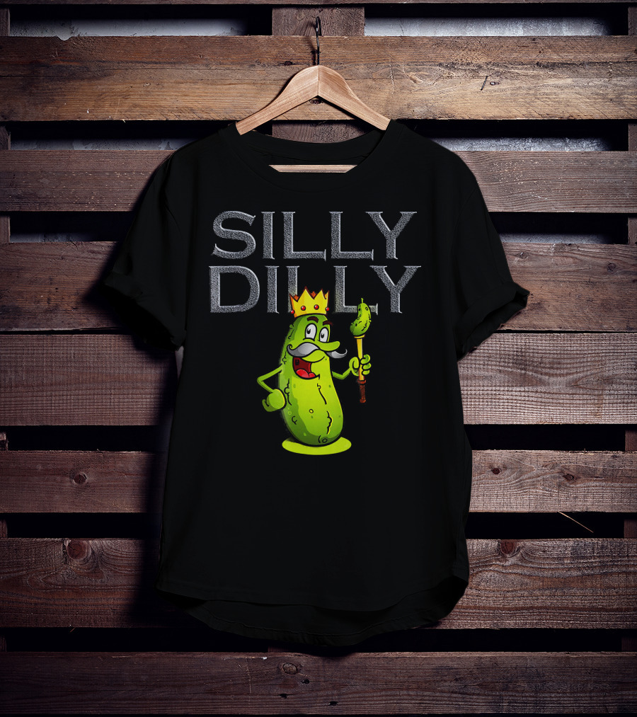 Silly Dilly Pickle King With Moustache And Crown T-Shirt