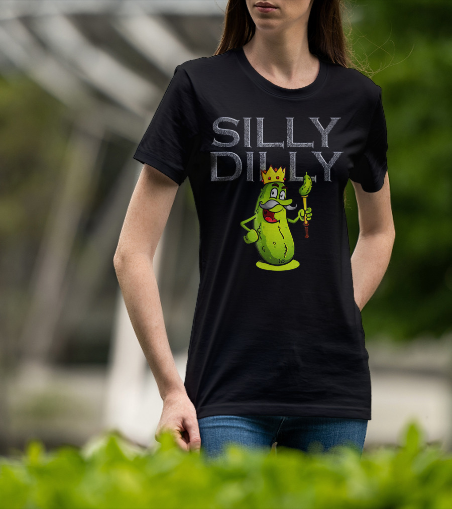 Silly Dilly Pickle King With Moustache And Crown T-Shirt
