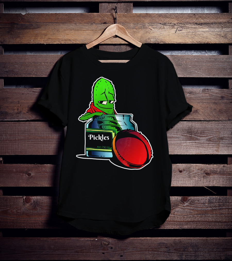 Pickles In Jar Funny Pickle Lover With Blue Lid And Red Sauce T-Shirt
