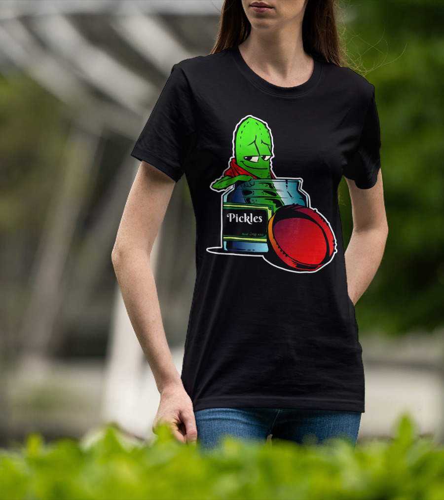 Pickles In Jar Funny Pickle Lover With Blue Lid And Red Sauce T-Shirt