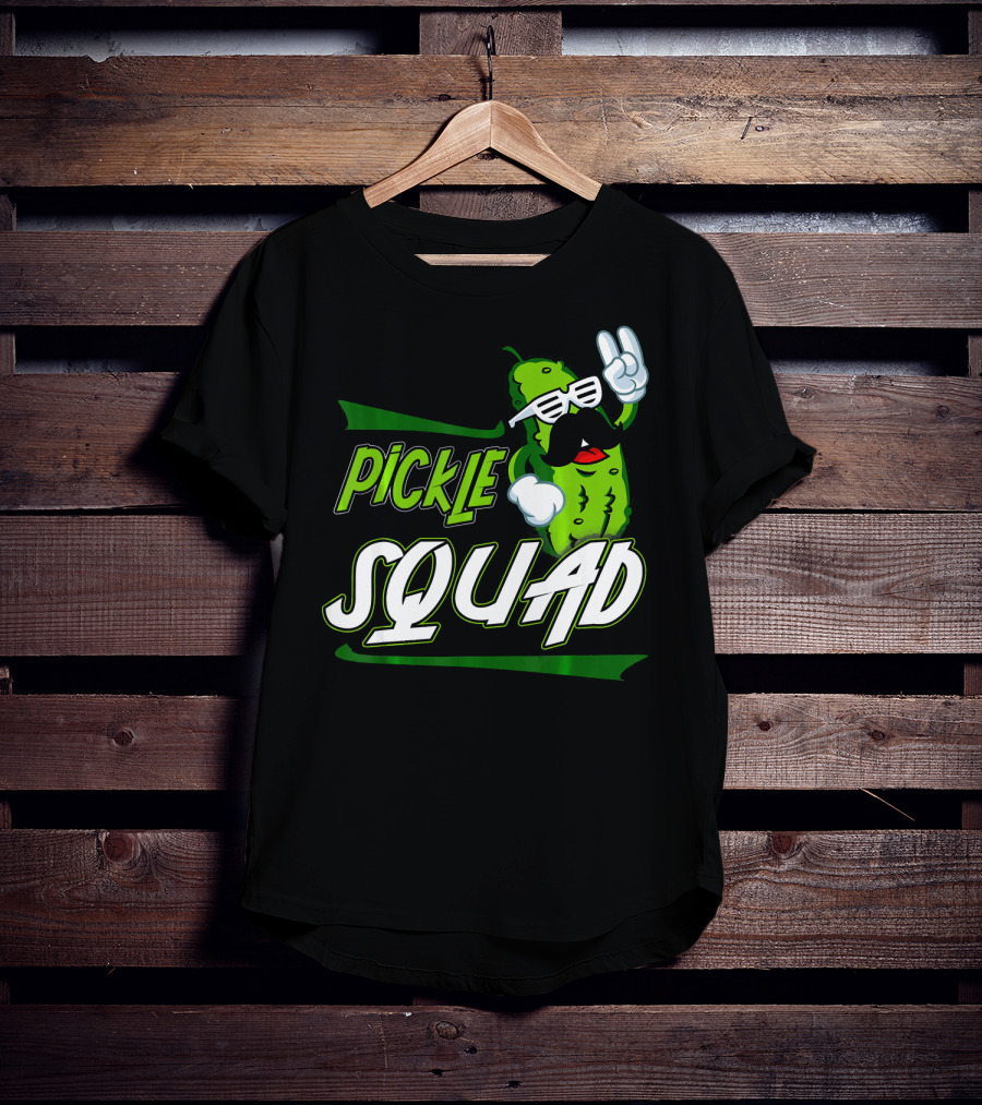 Pickle Squad Great Pickles Lover Retro Cool Mustache Rocker T-Shirt