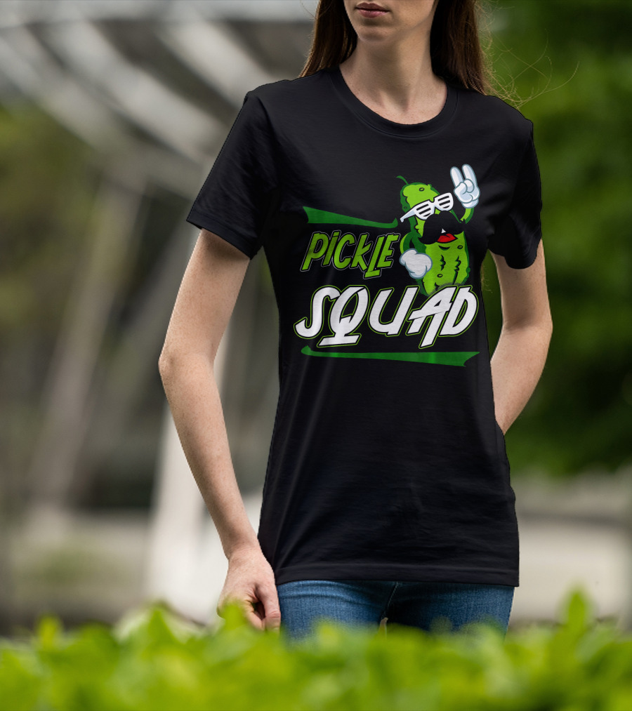 Pickle Squad Great Pickles Lover Retro Cool Mustache Rocker T-Shirt