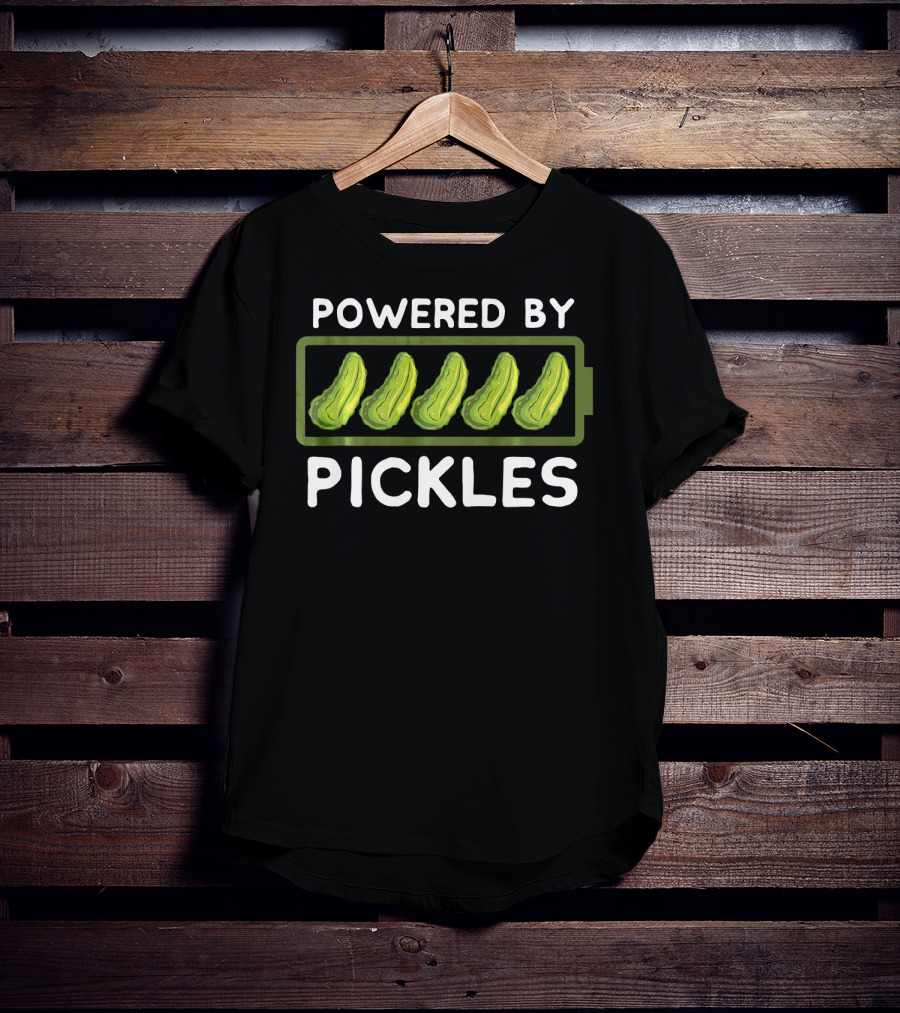 Powered By Pickles Pickle Battery T-Shirt
