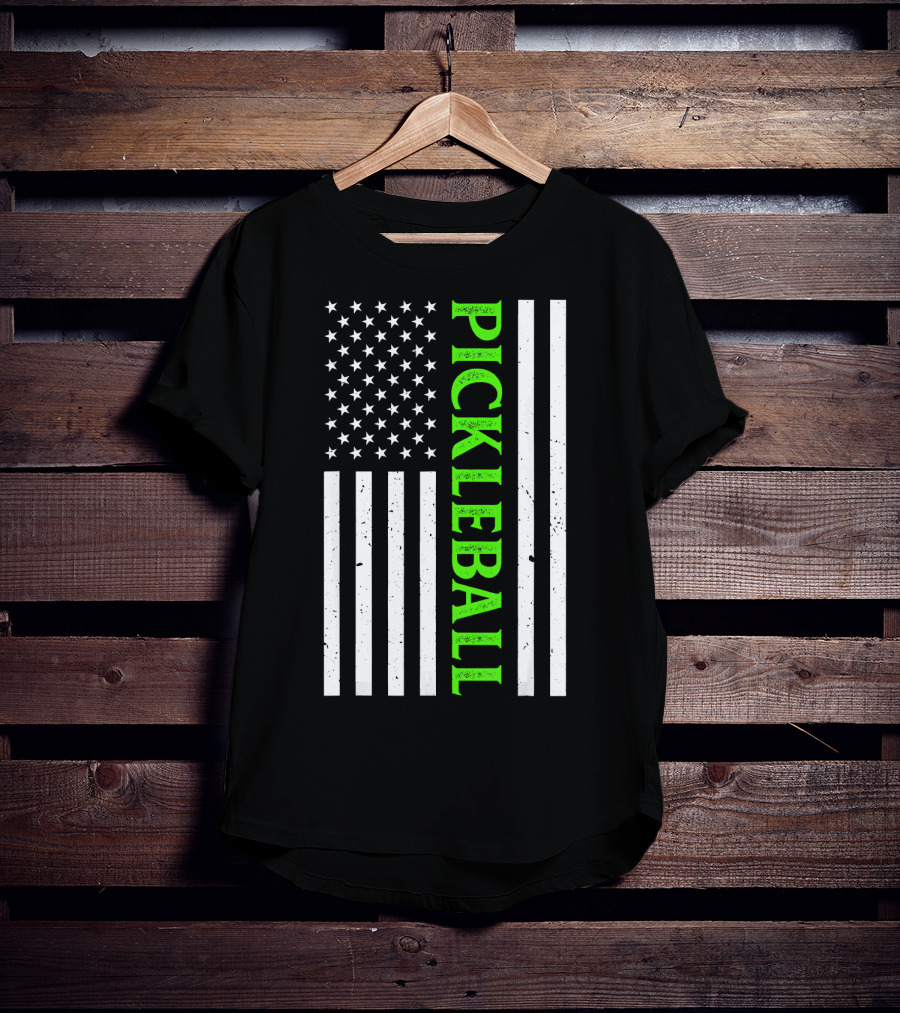 Pickleball Vintage Distressed American Flag T-Shirt