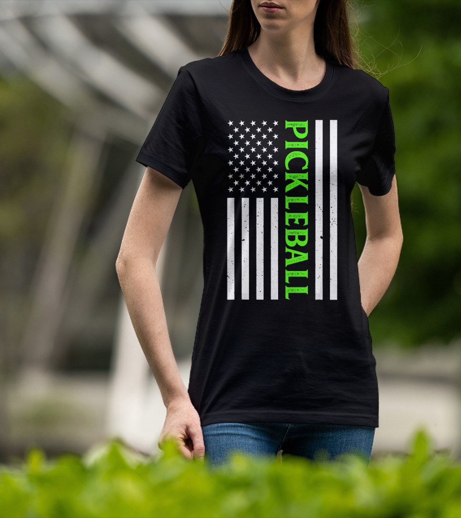 Pickleball Vintage Distressed American Flag T-Shirt