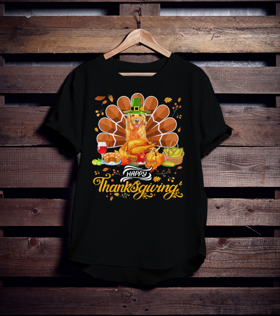 Happy Thanksgiving Golden Retriever Turk Feast T-Shirt