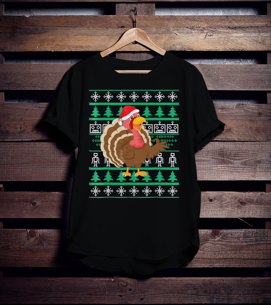 Turkey Santa Hat Ugly Christmas T-Shirt