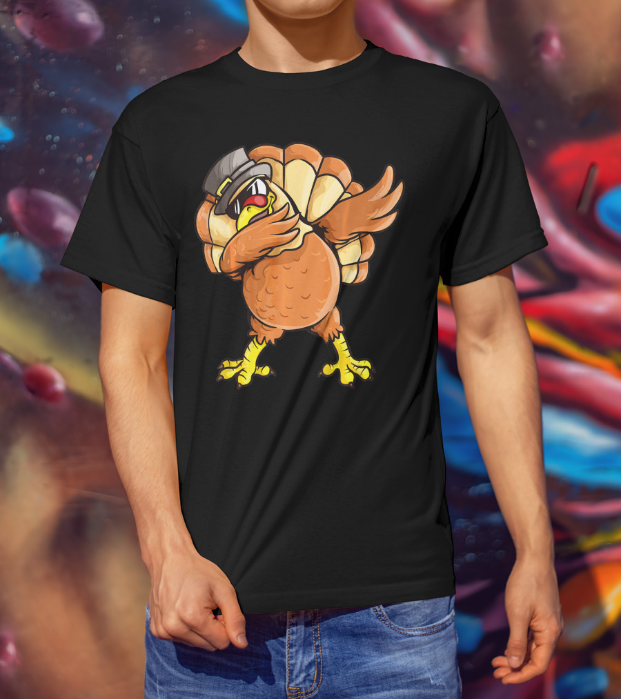 Dabbing Turkey Dab Dance Pilgrim Hat Thanksgiving T-Shirt