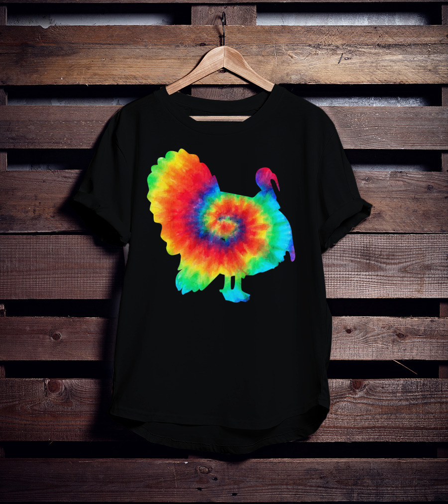 Tie Dye Turkey Thanksgiving Spiral Color Burst T-Shirt