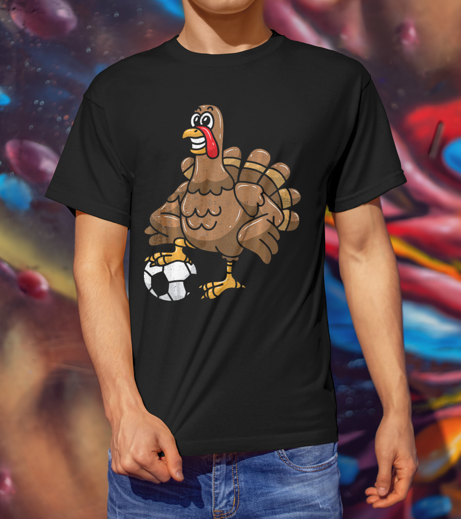 Thanksgiving Turkey Soccer Football Player T-Shirt