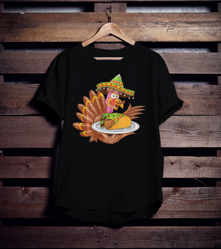 Cool Turkey Wearing Sombrero Holding Tacos T-Shirt