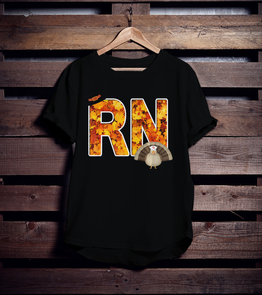 RN Thanksgiving Autumn Leaves Turkey T-Shirt