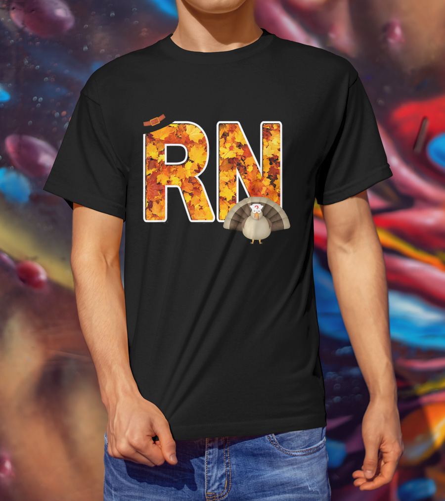 RN Thanksgiving Autumn Leaves Turkey T-Shirt