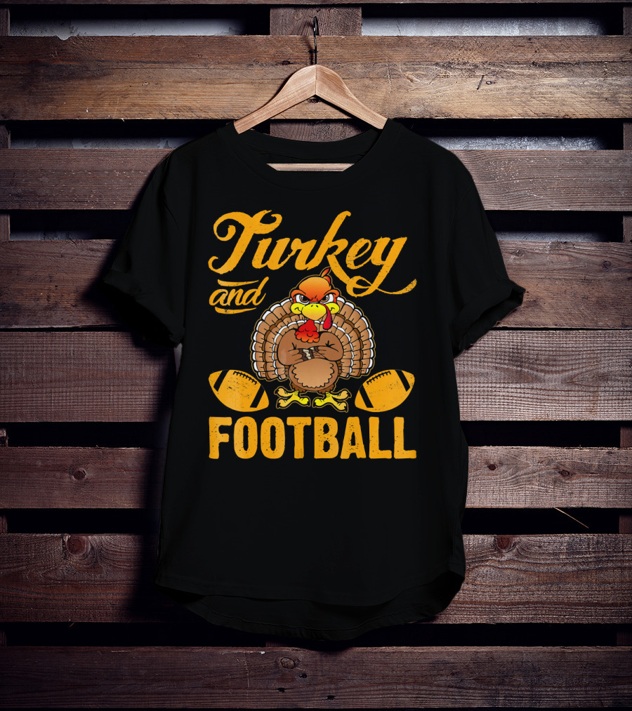 Turkey And Football Thanksgiving Humor T-Shirt