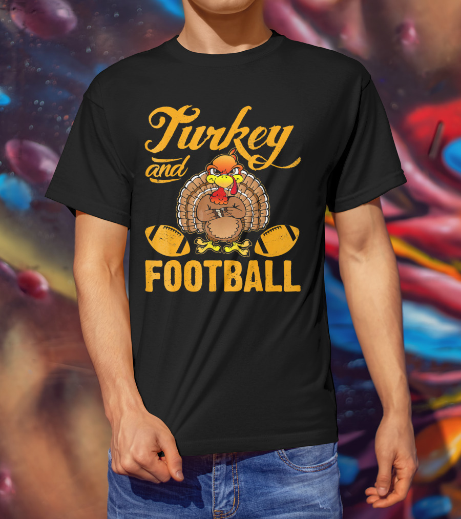 Turkey And Football Thanksgiving Humor T-Shirt