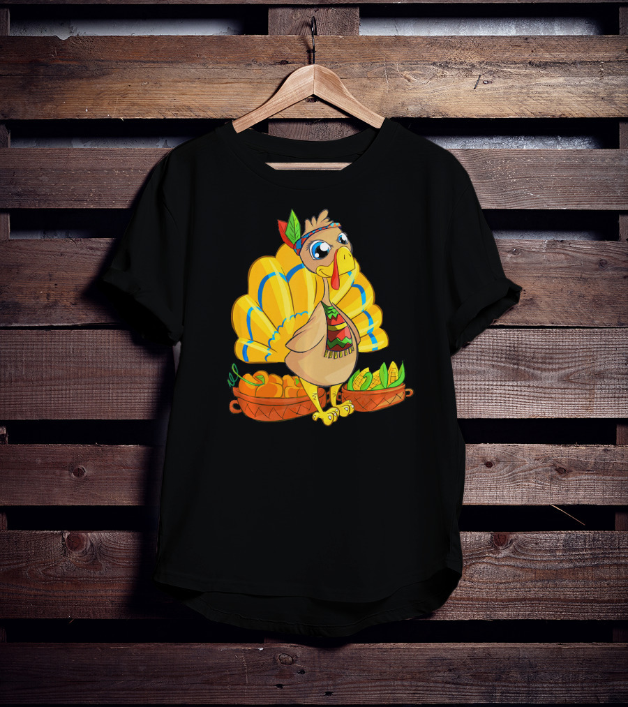 Thanksgiving Turkey Cartoon Harvest Cornucopia T-Shirt