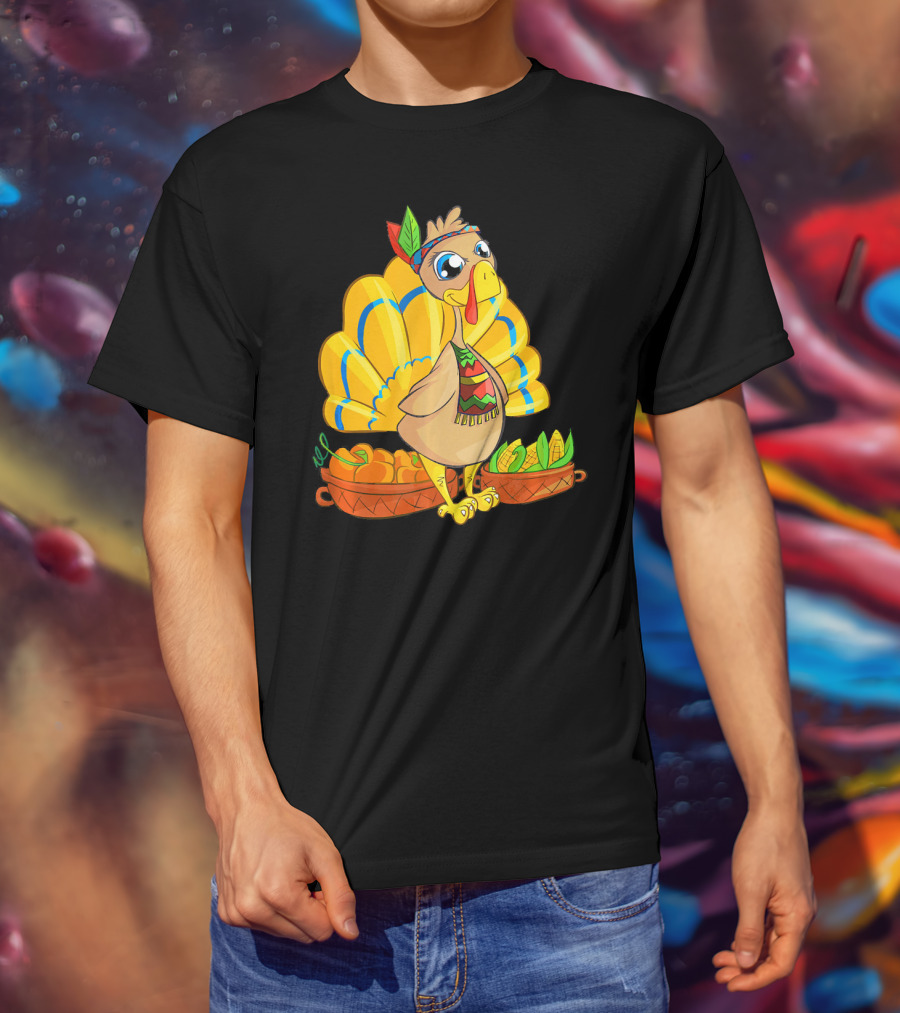 Thanksgiving Turkey Cartoon Harvest Cornucopia T-Shirt